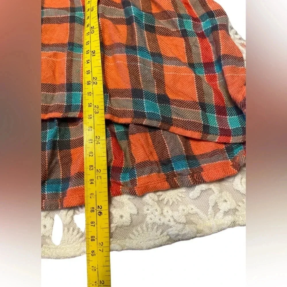 Women’s Matilda Jane Noble Tunic Coral Plaid Lace Popover